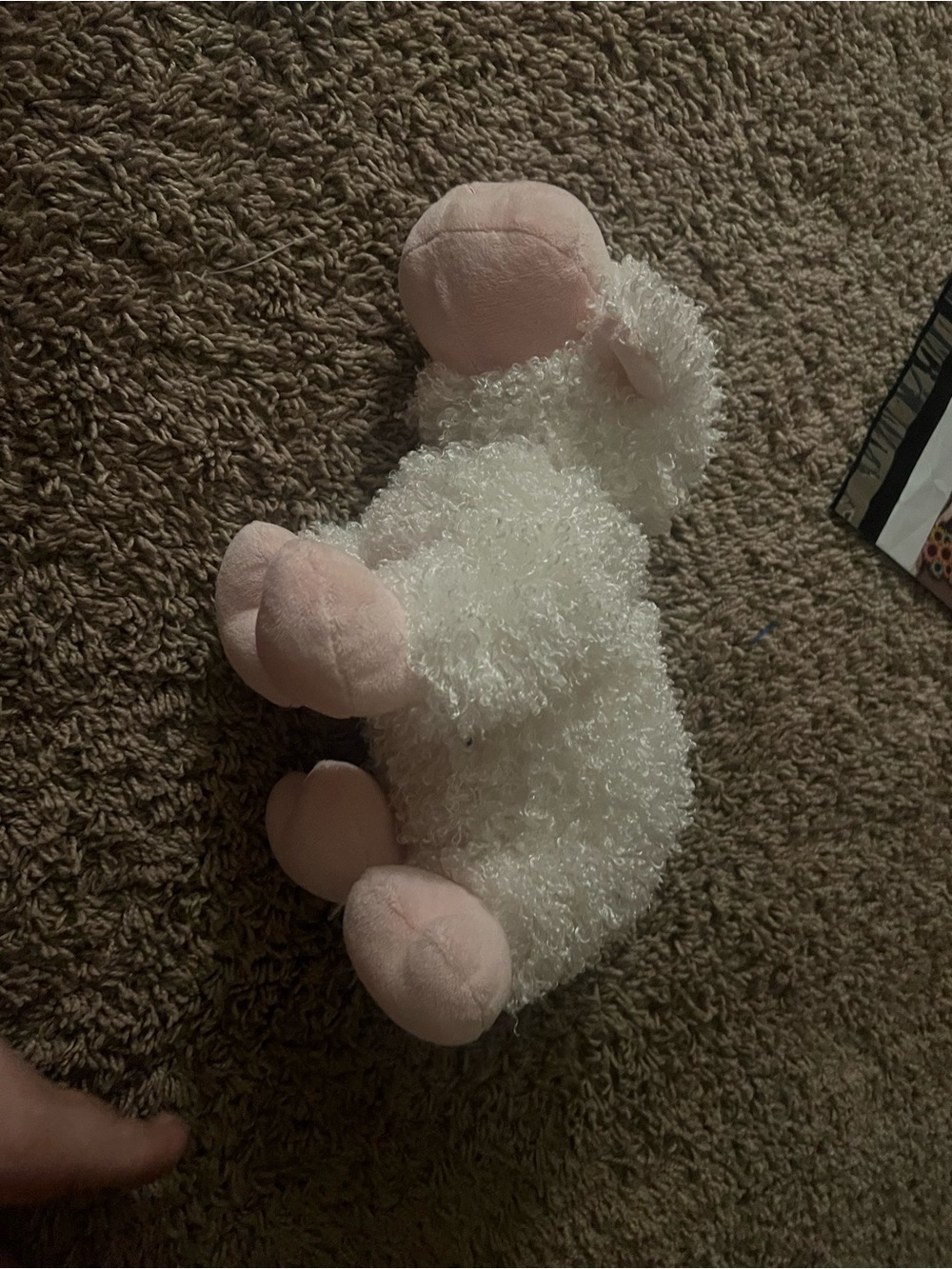 Plush White Sheep with Pink Accents